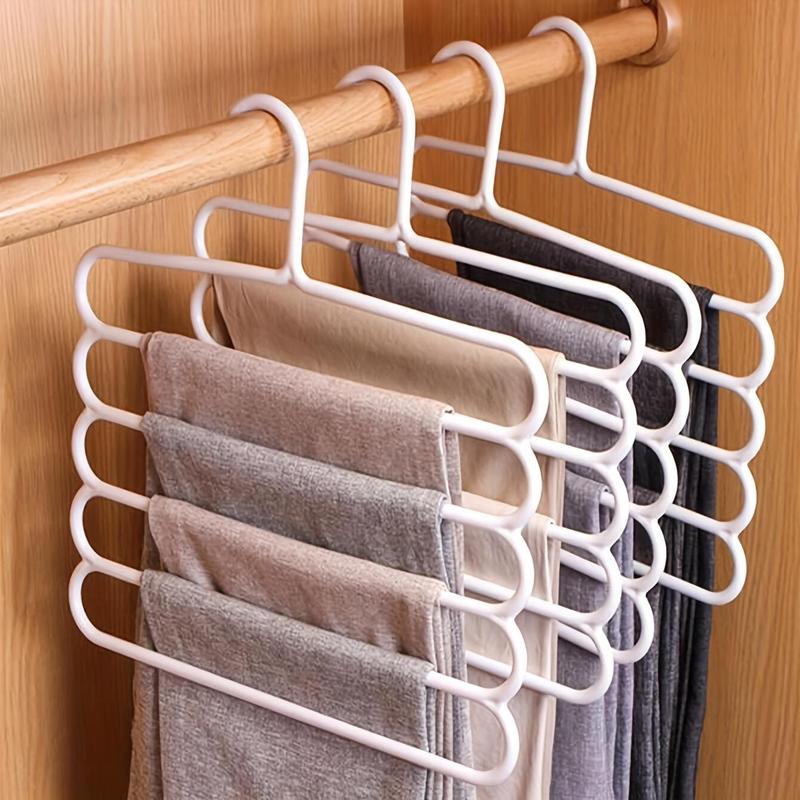 5 Layers Pants Hanger, 5 Counts Foldable Non-slip Clothes Hanger, Space Saving Clothes Hanger for Tie Pants Scarf