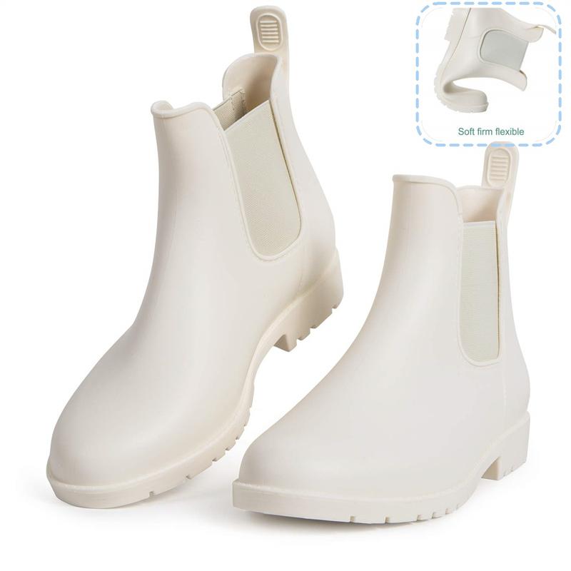 Stylish Short Chelsea Rain Boots,Non-slip Solid EVA Women's Rain Boots, Slip On  Rain Shoes For Outdoor Working Fishing Lightweight Matte