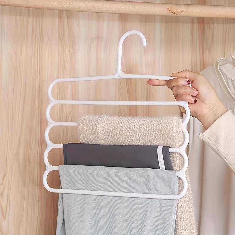 5 Layers Pants Hanger, 5 Counts Foldable Non-slip Clothes Hanger, Space Saving Clothes Hanger for Tie Pants Scarf