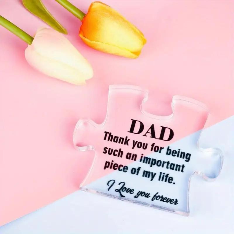 Puzzle Shaped Acrylic Plaque, Creative Letter Design Ornament, Room Decor, Men Gifts, Birthday Gifts for Dad & Party Supplies