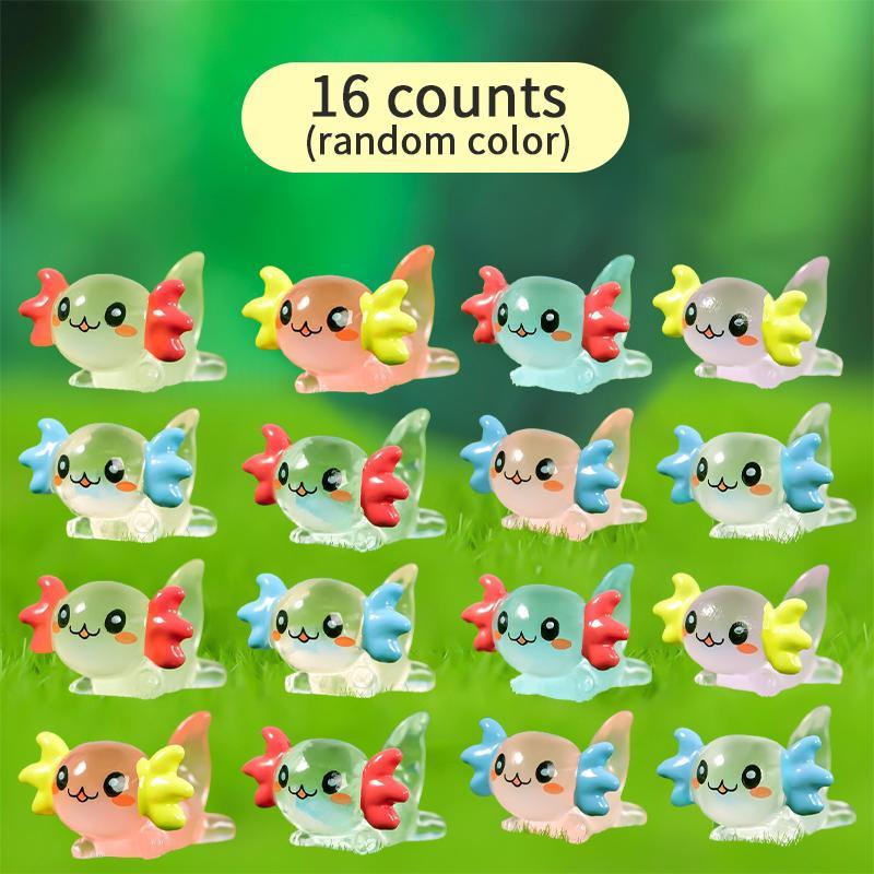 Random Color Glow in The Dark Miniature Animal Statues, 8 Counts 16pcs Mini Resin Animals for DIY Dollhouse Decorations, Home Decorations, Car Decorations, Christmas Gift