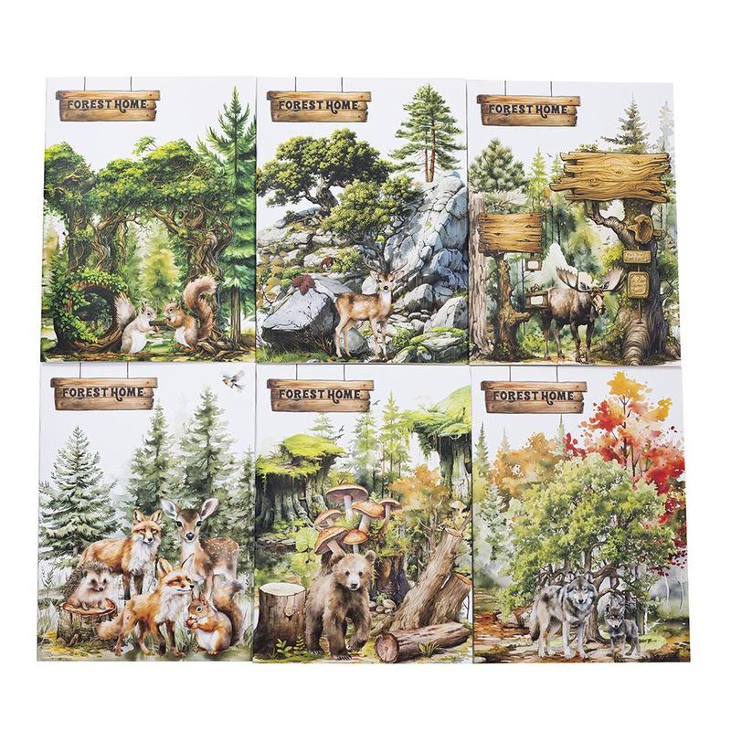 Forest & Animal & Stone & Wood Pattern Sticker, 25pcs pack Self Adhesive Decorative Paper, DIY Decals for Water Bottle, Laptop, Phone Case, Scrapbooking