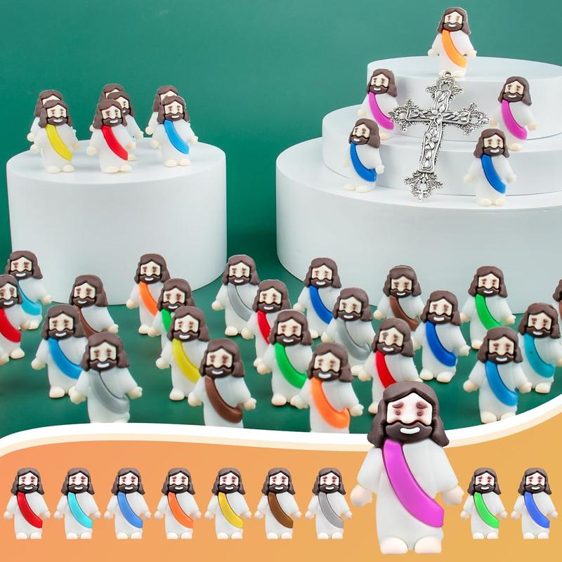 Little Jesus Figures 100 count,Mini Jesus Character Toys,Multicolor Jesus Figurines, Christian Gatherings Thanksgiving Easter Sunday School Baptism Souvenirs