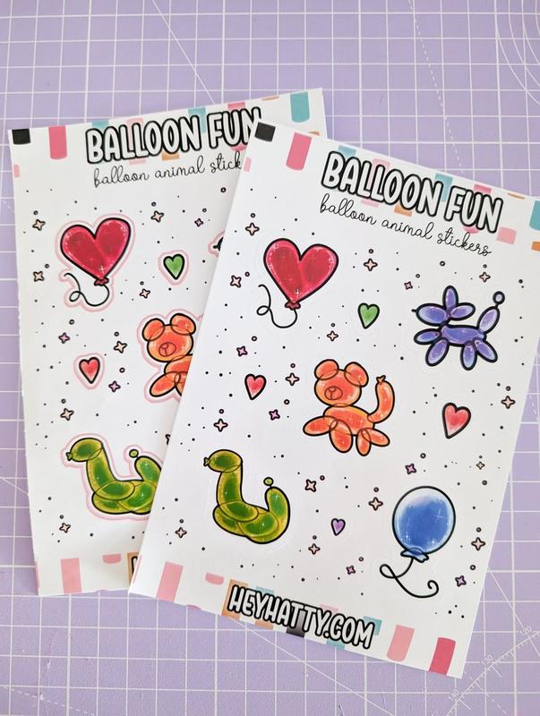 Balloon Animal Sticker Sheet, Cute Balloon Stickers, Kawaii Balloon Animal Stickers, Kawaii Vinyl Sticker Sheet, Happy Random Stickers