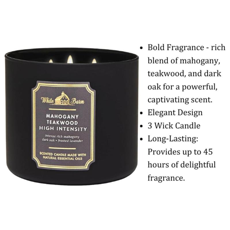 Bath & Body White Barn 3-Wick Candle in Mahogany Teakwood High Intensity, Scented