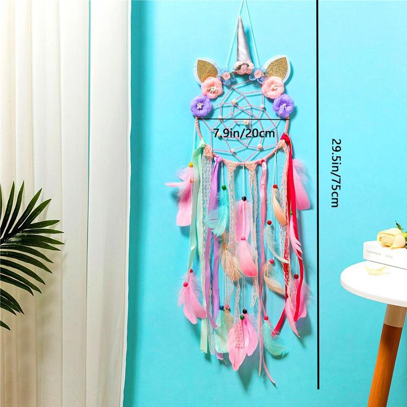 Dream Catcher Wind Chime, Colorful Unicorn Design Dream Catcher, Handmade Wall Hanging Decoration, Creative Hanging Decor for Bedroom Window