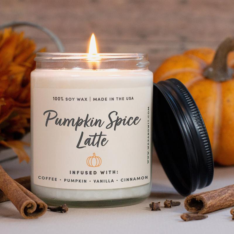 Wax & Wit Pumpkin Spice Latte, Fall Candles for Home, Autumn Candle, Pumpkin Candle - 9oz Glass Jar Aroma Decor