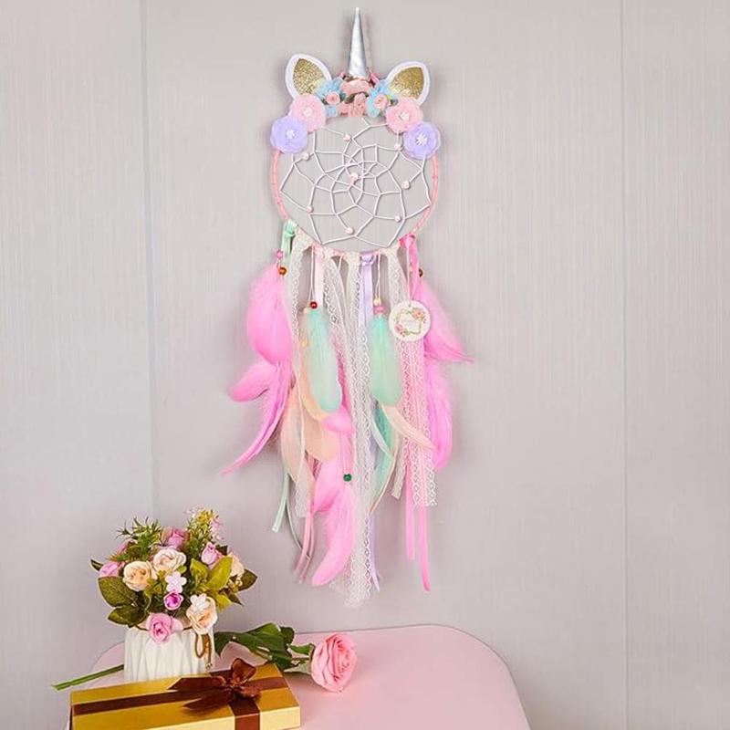 Dream Catcher Wind Chime, Colorful Unicorn Design Dream Catcher, Handmade Wall Hanging Decoration, Creative Hanging Decor for Bedroom Window