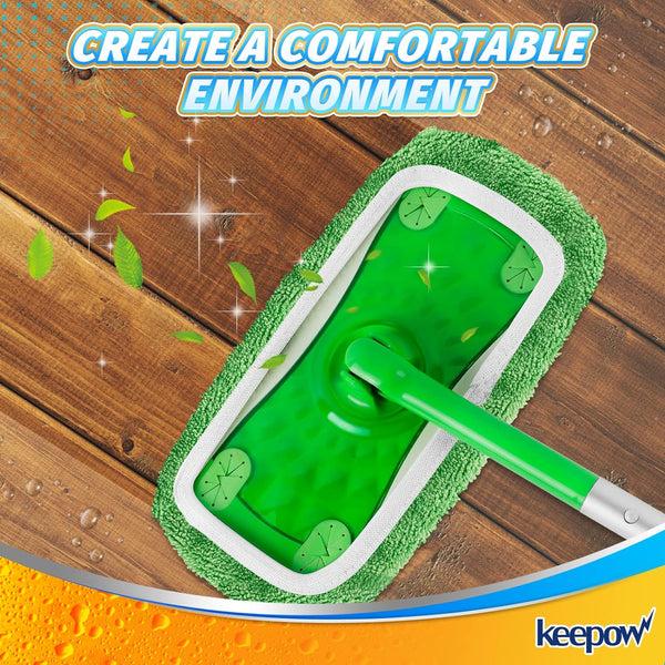 KEEPOW Reusable Wet Pads Compatible with Swiffer Sweeper Mop, Dry Sweeping Cloths, Washable Microfiber Wet Mopping Cloth Refills for Surface Hardwood Floor Cleaning, 6 8 Pack (Mop is Not Included)