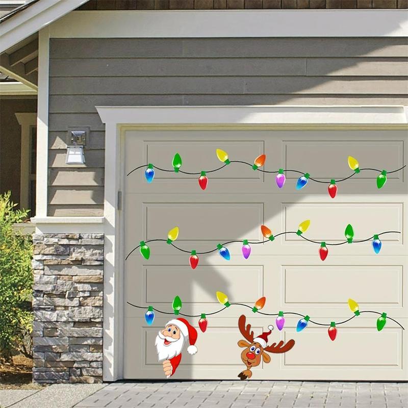 Christmas Car Light Bulb Magnet Set, 22pcs set Car Window Glass Sticker & 20pcs Reflective Car Magnets Set, Car Exterior Decoration Accessories