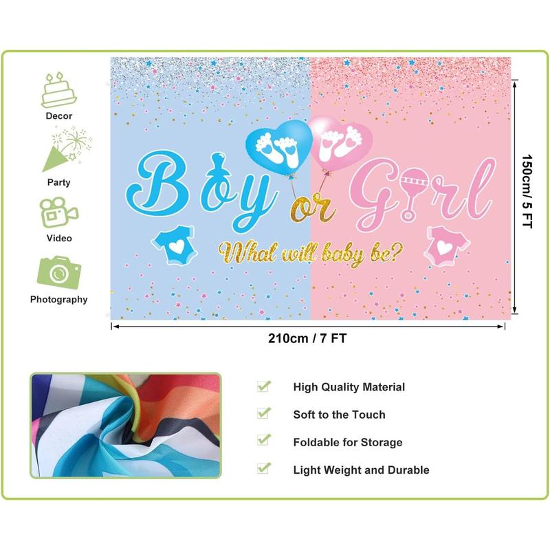 Gender Reveal Decorations Gender Reveal Banner 7 FT x 5 FT,Gender Reveal Backdrop Blue Pink Boy Or Girl Gender Reveal Party Supplies What Will  Be Gender Reveal Decorations