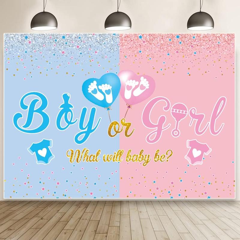 Gender Reveal Decorations Gender Reveal Banner 7 FT x 5 FT,Gender Reveal Backdrop Blue Pink Boy Or Girl Gender Reveal Party Supplies What Will  Be Gender Reveal Decorations