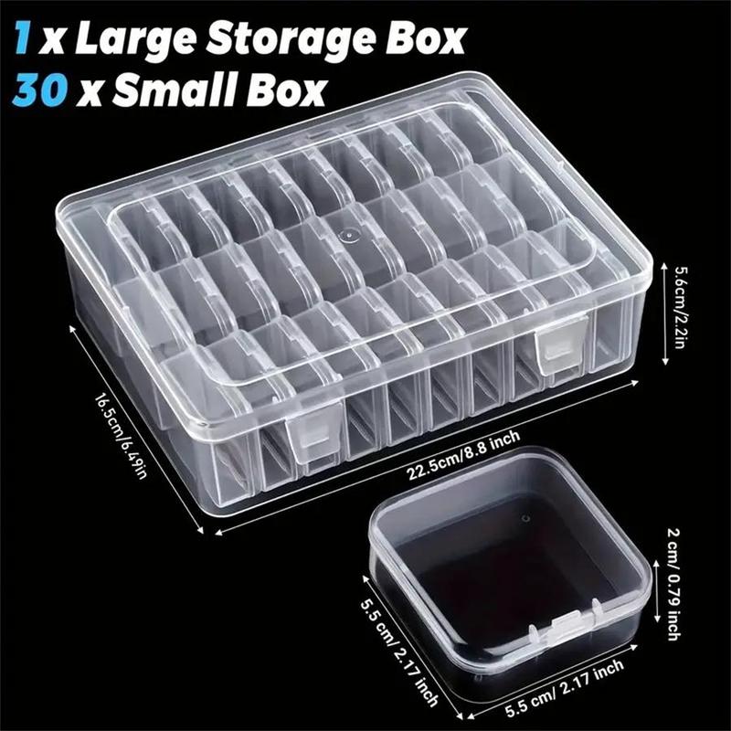 30-grid Clear Plastic Storage Box with Lid, 1 Count Jewelry Storage Box, Home Organizer for Beads, Jewelry and Crafts