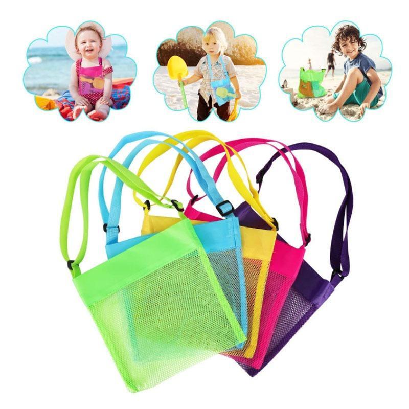 Foldable Mesh Beach Bag, 1 Count Adjustable Strap Beach Bag, Beach Toy Storage Bag  for Beach, Travel, Camping, Picnic