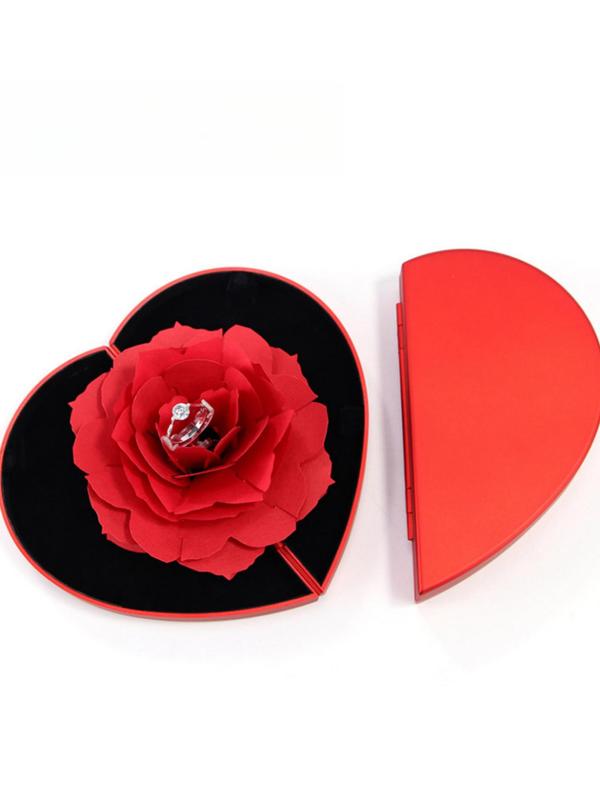 Heart Shaped Flower Design Ring Box, Elegant Ring Box for Wedding Party, Fashion Jewelry Display & Organizer for Men & Women