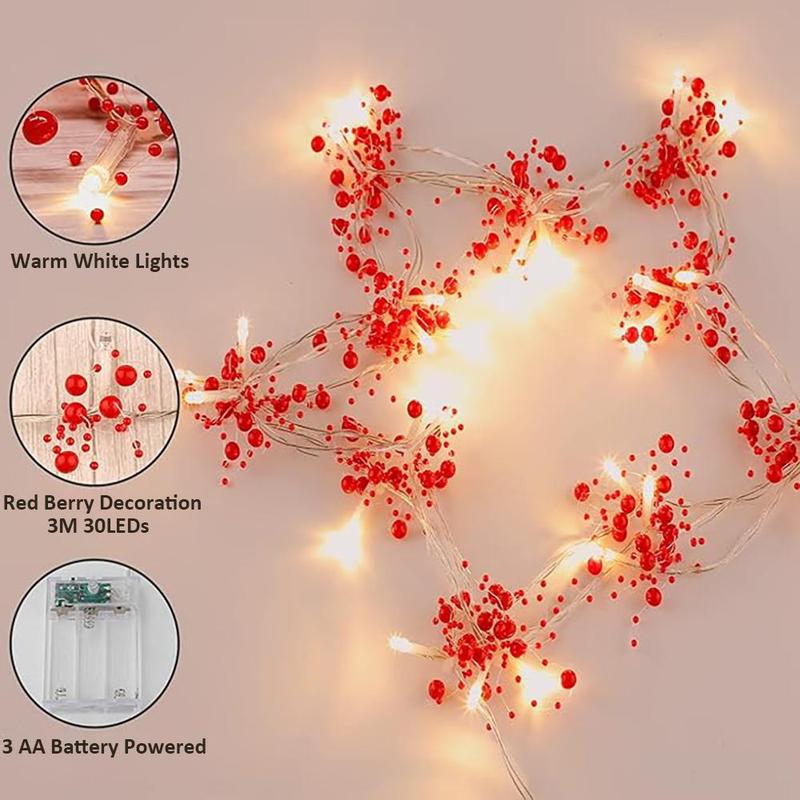 LED String Light, Battery Operated LED String Light, Decorative Light for Christmas Tree & Fireplace, Indoor Decoration Light (Batteries Not Included)