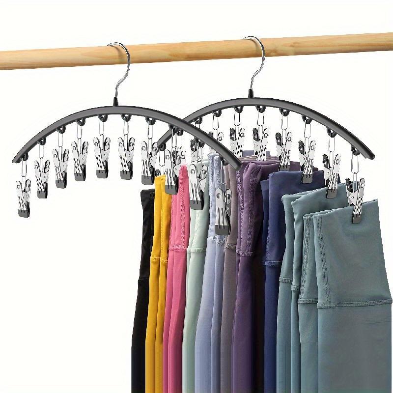 Space-saving Curved Clothes Hanger, Hanging Rack with 10 Clips, Clothes Organizer for Home