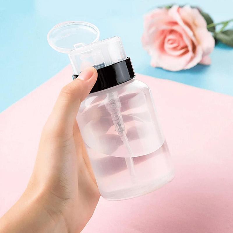 200ml Clear Empty Pump Dispenser Bottle, 2pcs set Empty Press Type Nail Polish Remover Bottle, Nail Art Remover Container