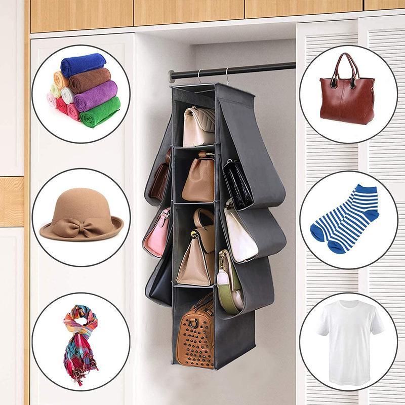 Hanging Handbag Organizer, 1 Count 10 Pockets Space Saving  Hanging Closet Storage Bag,  Hanging Purse Organizer for Wardrobe Closet Dormitory Office