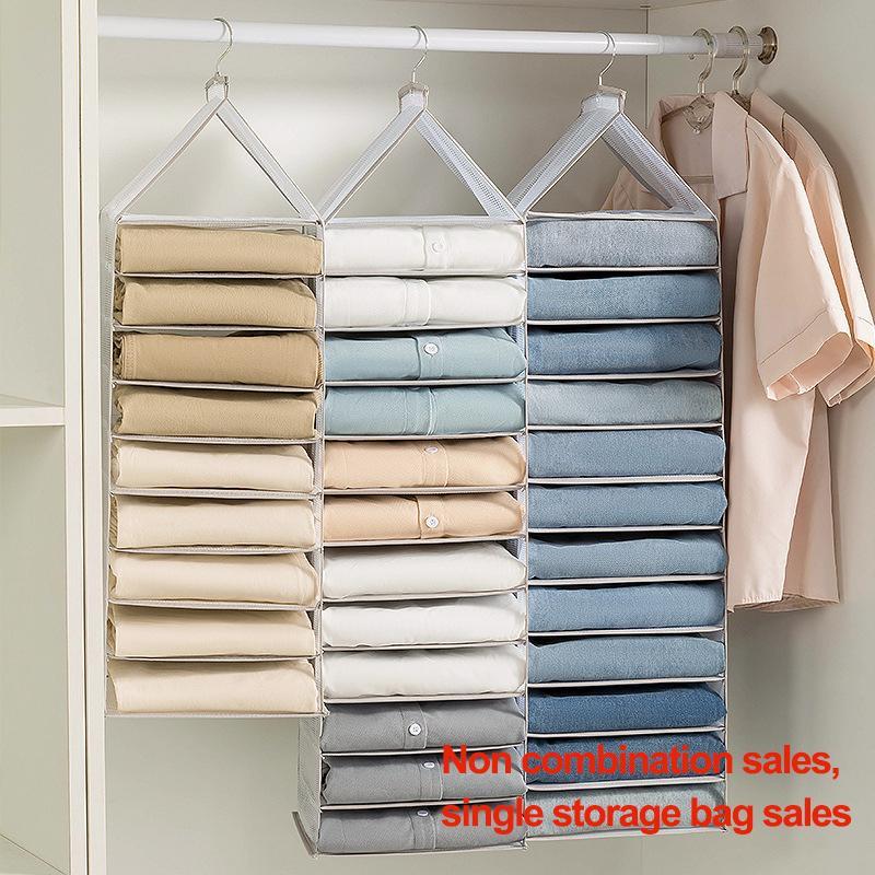 Multi-grid Clothes Hanging Organizer Storage, 1 Count Wardrobe Hangable Clothes Storage Bag, Household Clothes Storage Organizer Storage, Summer Gift, Unique Furniture for Bedroom