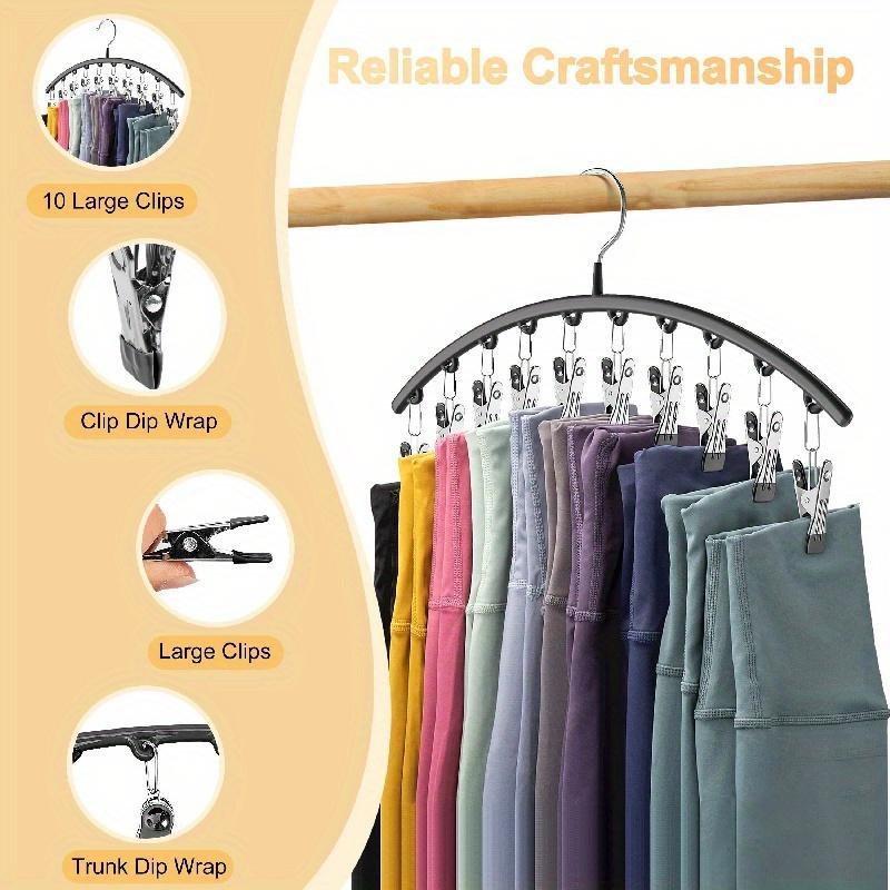 Space-saving Curved Clothes Hanger, Hanging Rack with 10 Clips, Clothes Organizer for Home