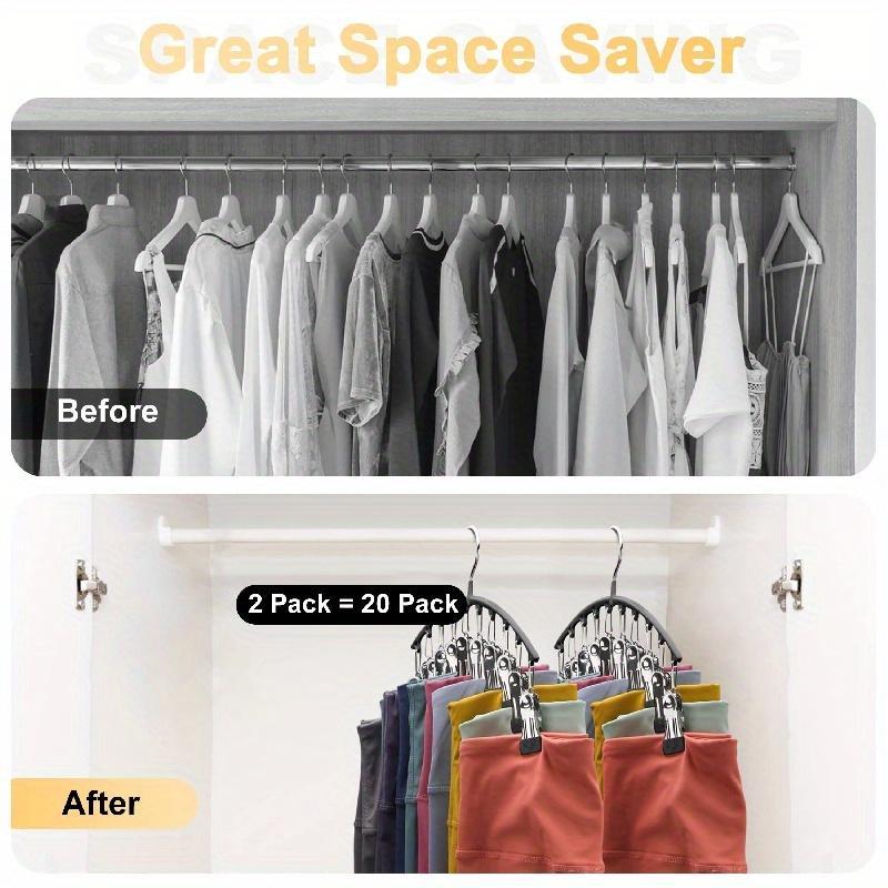 Space-saving Curved Clothes Hanger, Hanging Rack with 10 Clips, Clothes Organizer for Home