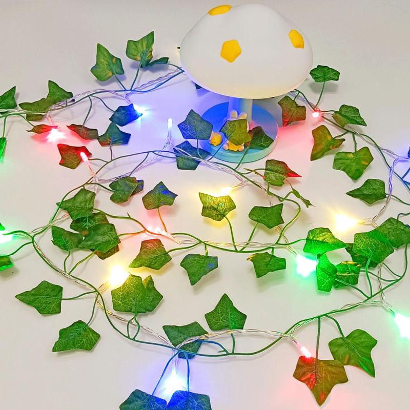 Christmas Artificial Ivy Garland with LED String Light, USB Powered Vine Hanging Garland with Remote Control, Hanging Light for Home Garden Party Wedding Decor