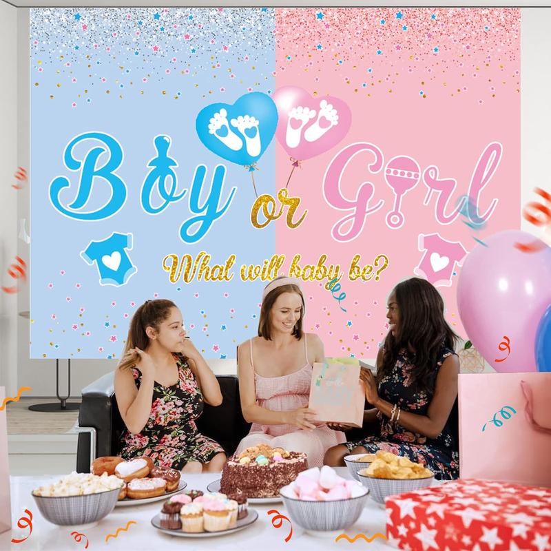 Gender Reveal Decorations Gender Reveal Banner 7 FT x 5 FT,Gender Reveal Backdrop Blue Pink Boy Or Girl Gender Reveal Party Supplies What Will  Be Gender Reveal Decorations