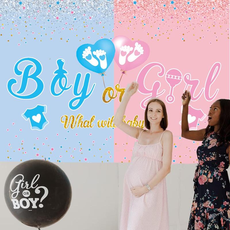 Gender Reveal Decorations Gender Reveal Banner 7 FT x 5 FT,Gender Reveal Backdrop Blue Pink Boy Or Girl Gender Reveal Party Supplies What Will  Be Gender Reveal Decorations