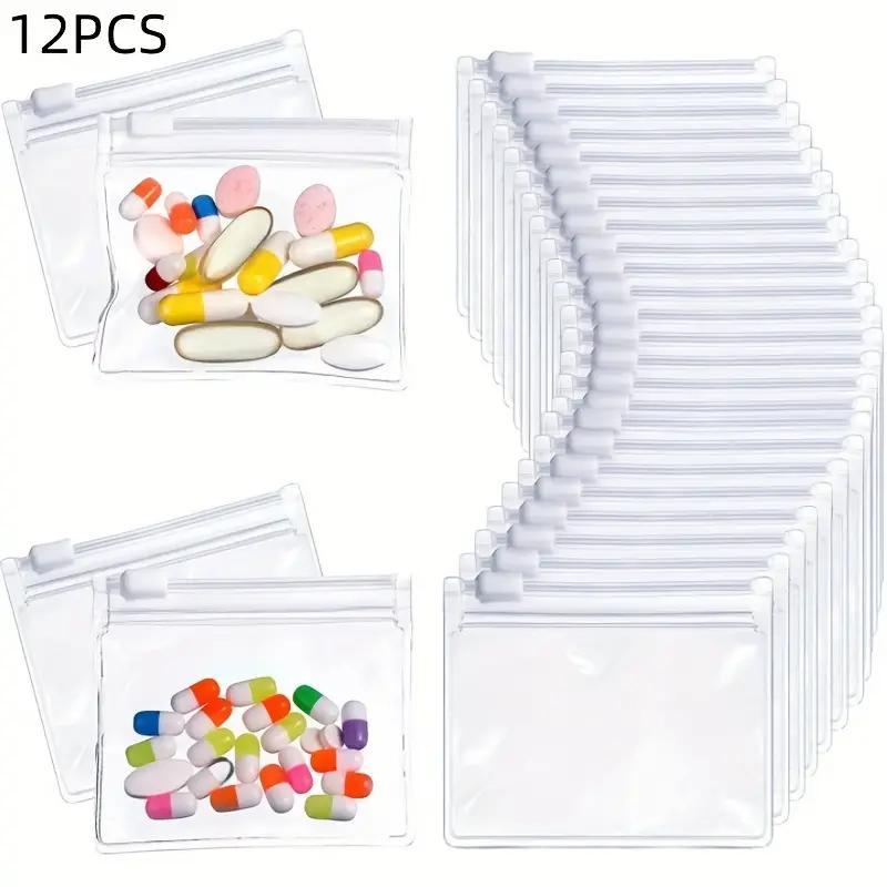 Sewing Accessories Storage Pouch, 12pcs set Summer Mini Reusable Clear Travel Medicine Organizer Storage Pouches with Slide Lock, Room Accessories