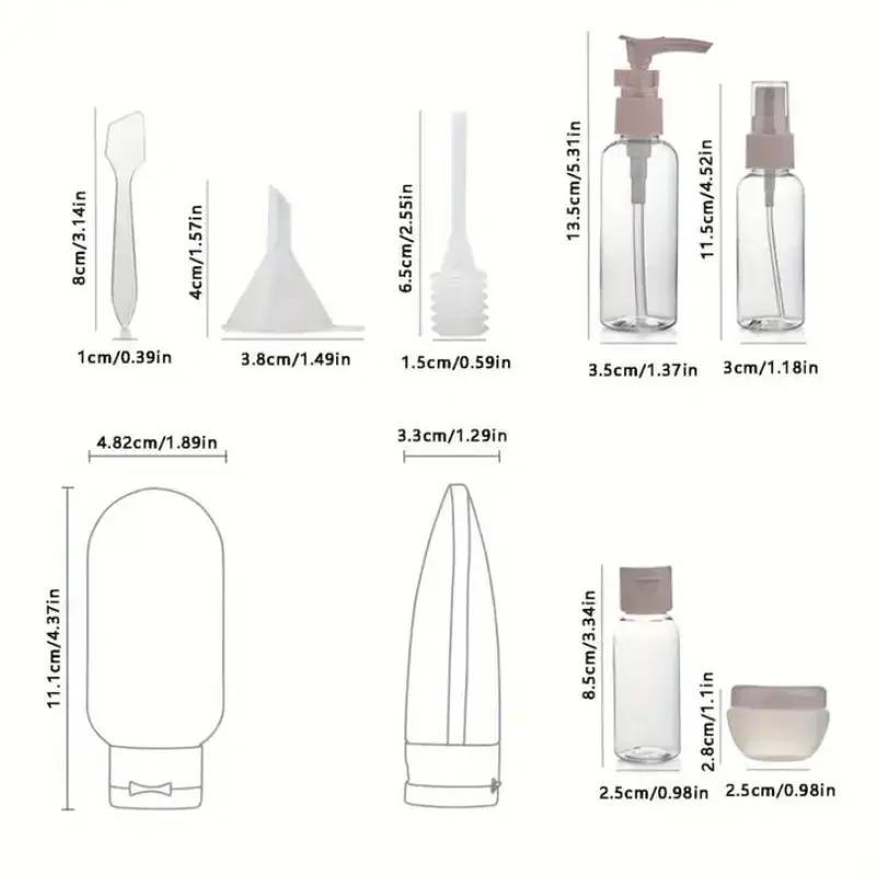 Travel Storage Bottle Set with Storage Bag, 11pcs Clear Portable Cosmetic Storage Bottle, Leak-proof Mini Travel Bottle for Skin Care, Shampoo, Lotion, Shower Gel, Hand Sanitizer