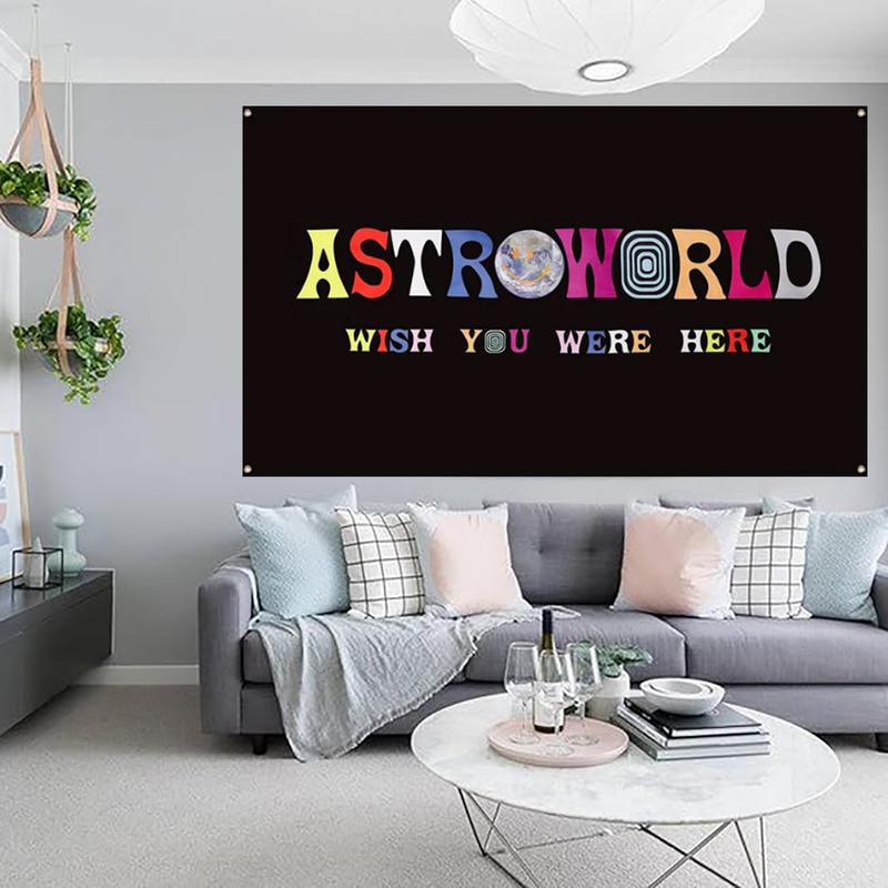 Astroworld Flag Black, 3x5ft Funny Banner, Cave Wall Flag with Brass Grommet for Man Den Garage College Decor