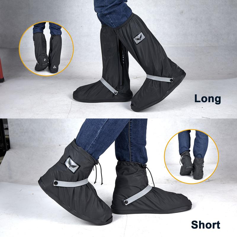 Waterproof Rain Cover Boot Non-Slip Shoe Covers with Zipper and Reflector Heavy Duty Reusable Rain Boots for Men Women