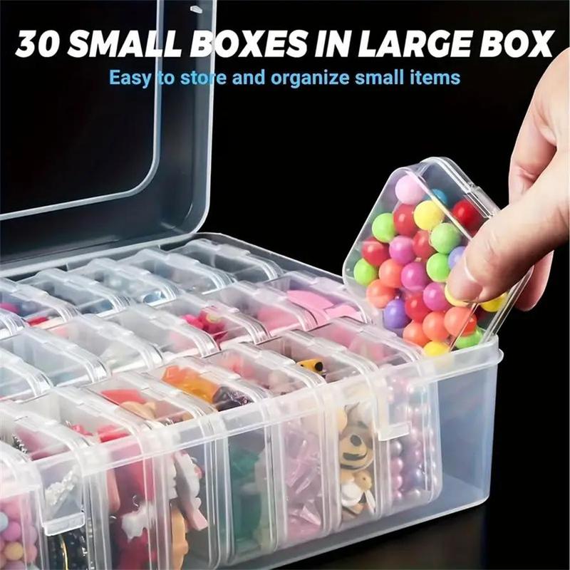 30-grid Clear Plastic Storage Box with Lid, 1 Count Jewelry Storage Box, Home Organizer for Beads, Jewelry and Crafts