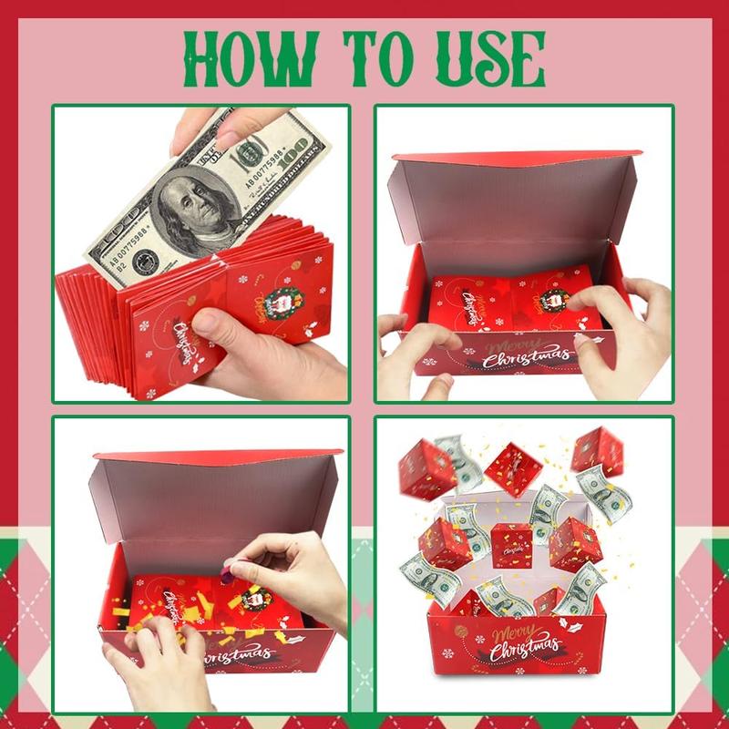 Christmas Bounce Box, 1 Set Santa Claus Pattern Surprise Money Box with Gift Bag, Party Supplies for Birthday Anniversary Wedding Graduation