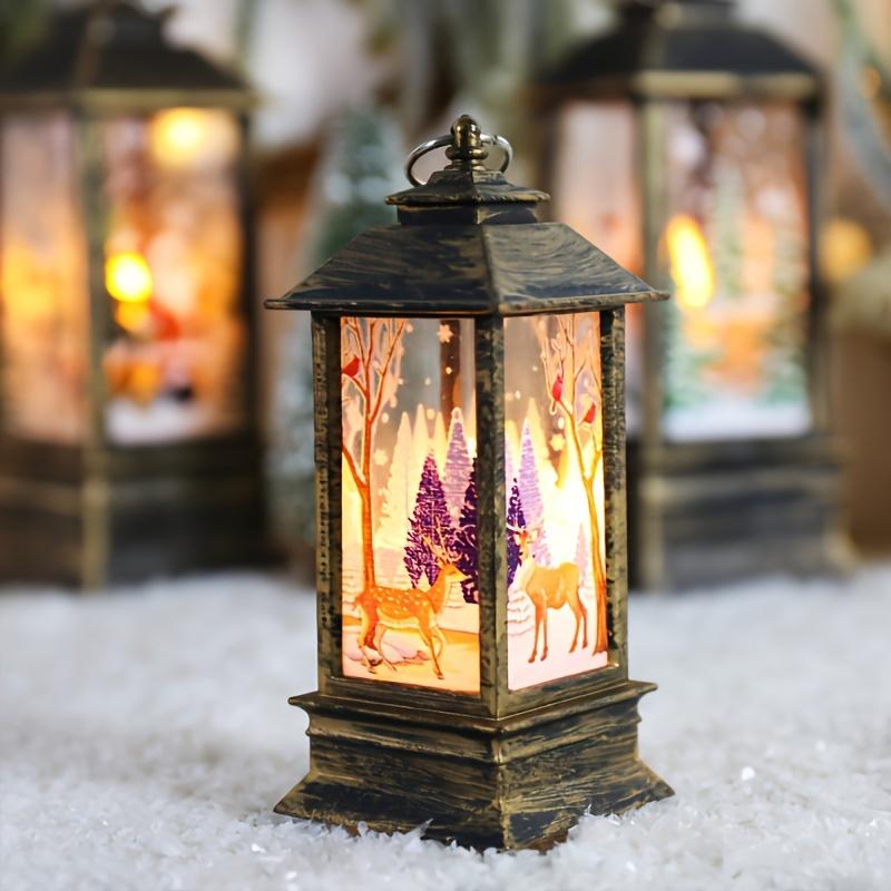 3PCS Christmas Mini LED Lanterns, Christmas Candle Lanterns, Hanging Lanternswith Santa Snowman Reindeer, Christmas Tree Home Decor, Outdoor And Indoor (Without Battery)