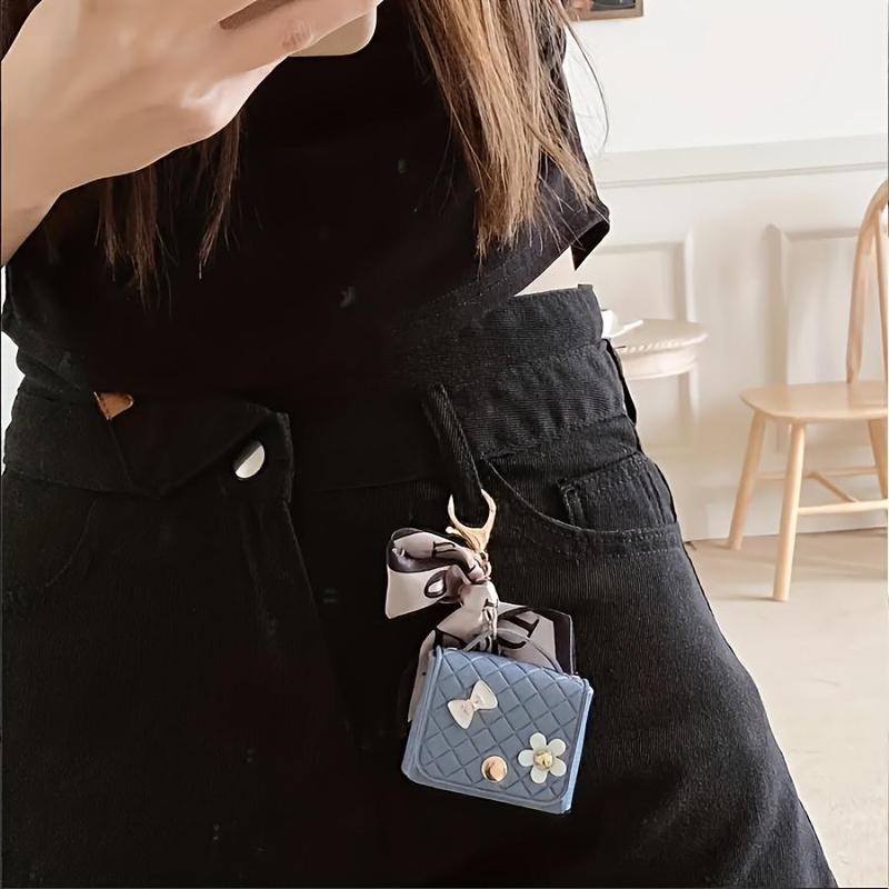 Mini Earphone Bag, 1 Count Fashion Trend Key Ring Design Hanging Bag, Matching Clothes Decoration, Home Organizer for Earphone, Key, Coin