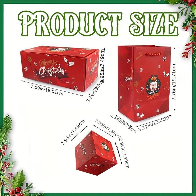 Christmas Bounce Box, 1 Set Santa Claus Pattern Surprise Money Box with Gift Bag, Party Supplies for Birthday Anniversary Wedding Graduation