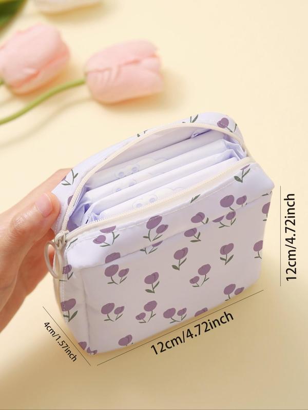 Floral Pattern Sanitary Napkin Storage Bag, Lightweight Tissue Bag for Women's Products, Travel Cosmetics Storage Box