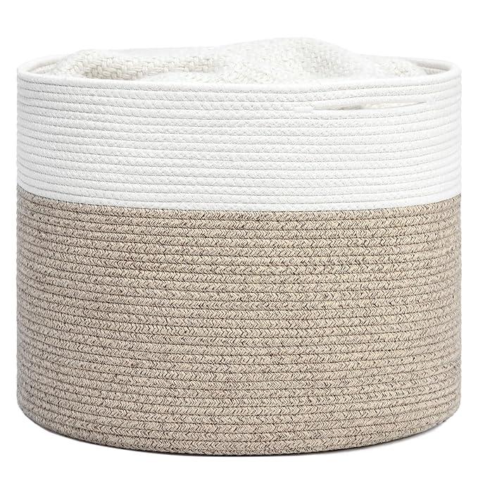 Goodpick Woven Rope Basket 15.8 x 13.8 inches, Toy Storage Basket for Organizing, Blanket Basket Living Room, Cloth Basket Storage Bin for Playroom, Shoe Basket Organizer,bikini basket