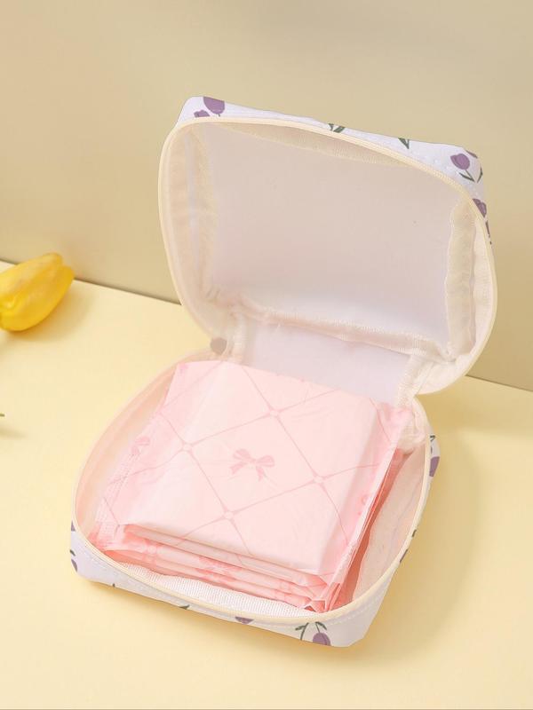 Floral Pattern Sanitary Napkin Storage Bag, Lightweight Tissue Bag for Women's Products, Travel Cosmetics Storage Box