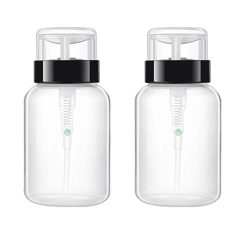 200ml Clear Empty Pump Dispenser Bottle, 2pcs set Empty Press Type Nail Polish Remover Bottle, Nail Art Remover Container