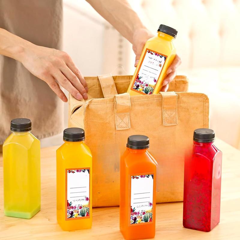 10 Count 16oz Plastic Juice Bottles for Juicing,with Leak-Proof Caps Lids Empty Reusable Bottles with ,Brush,Ginger Shot Bottles with Caps,Juice Milk Beverages Bottles Organiser Tin Canister