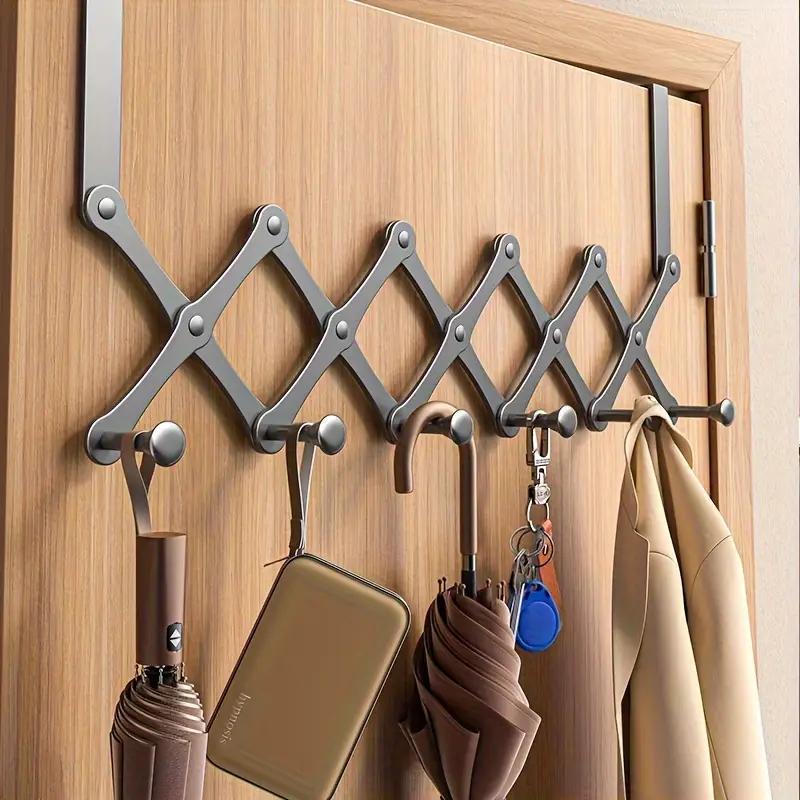 Over Door Coat Rack, 1 Count Wall Mounted Towel Rack, Bathroom Door Casual Type Foldable Coat and Clothes Hooks, Stainless Steel Thickened Hooks