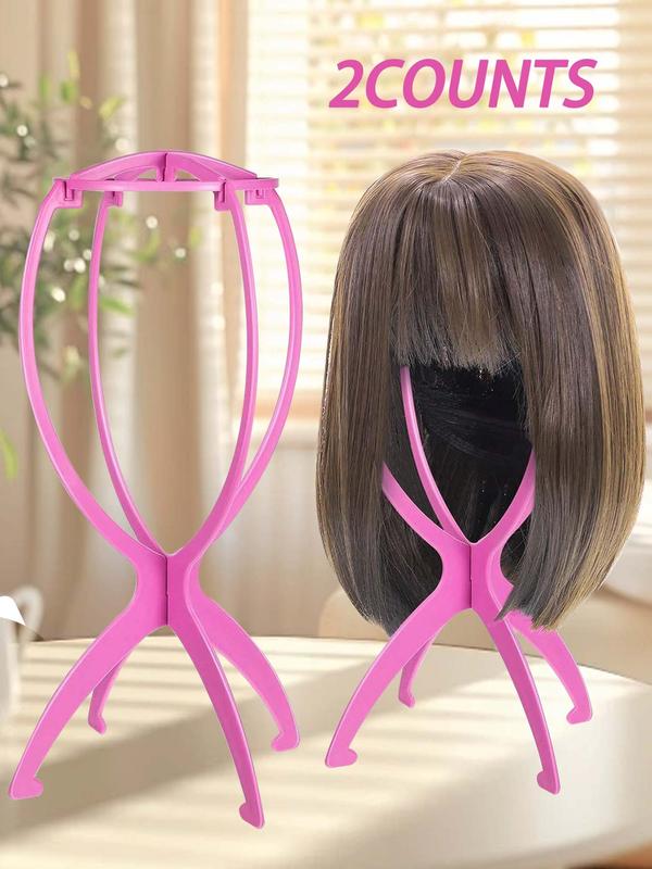 Solid Color Wig Stand, Portable Folding Wig Stand, Hair Wig Display Stand, Wig Head Holder, Mannequin Head Stand, Hair Extensions & Wigs Accessories