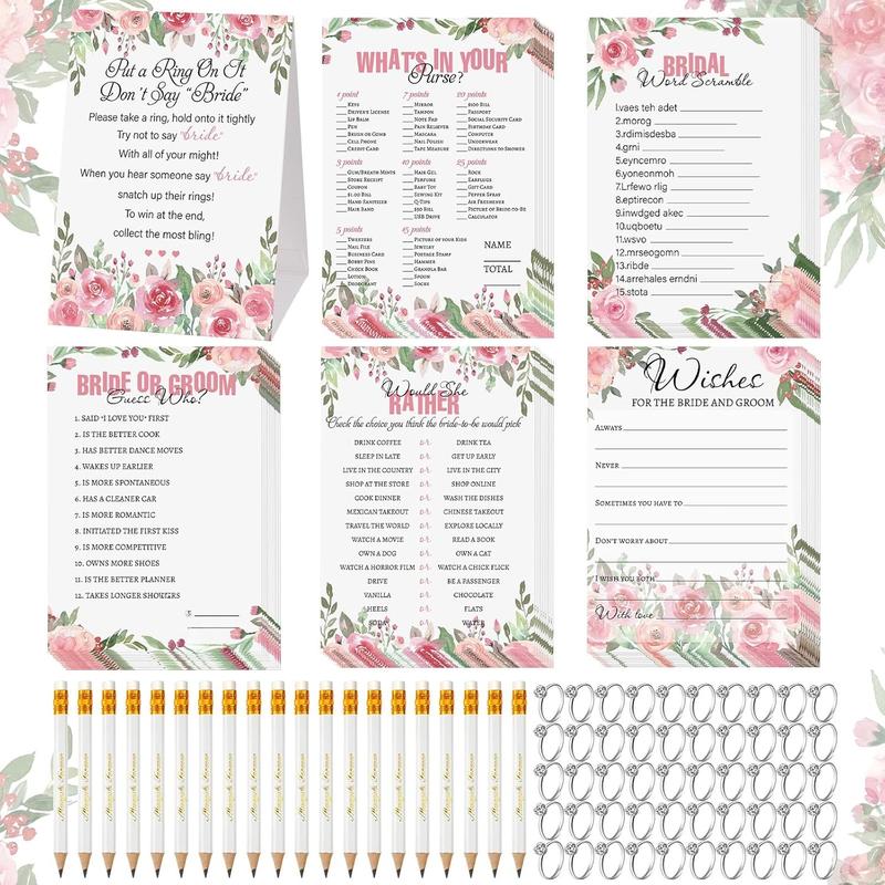 Bridal Shower  Set Put a Ring on It Bridal Shower  with 50  Rings and 200 Wedding  Cards with 20 Pencils Bachelorette Party  Bridal Shower Favors Decorations for Guests