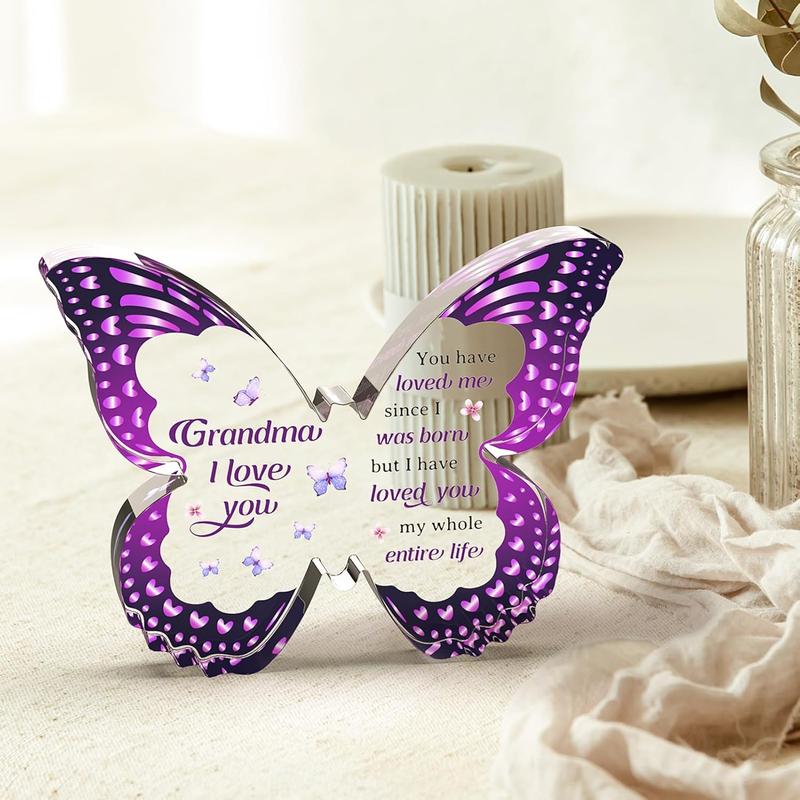 Grandma Gifts, Gifts for Grandma, Christmas Gifts for Grandma from Grandchildren - Butterfly Acrylic Decorations - Grandma Birthday Gift Ideas for Christmas Mothers Day Birthdays Thanksgiving