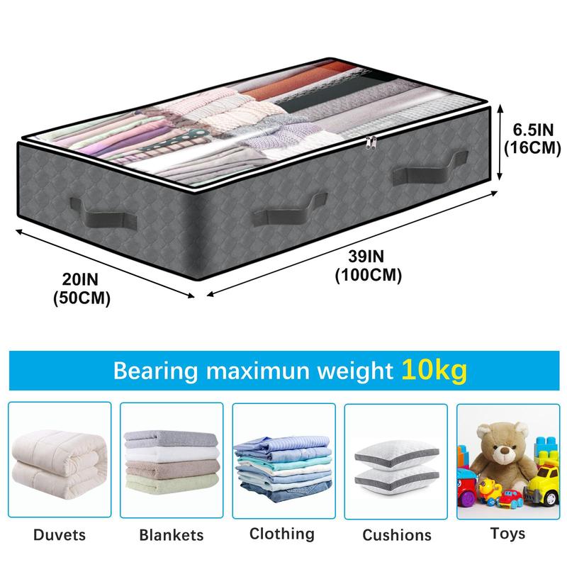 Large Capacity Under Bed Storage Bag, 2 4 6 Counts Foldable Bedding Storage Organizer, Storage Bag for Blanket, Towel, Comforter, Sweater