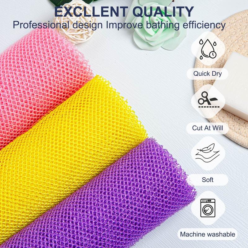 Cleaning 3 Pieces African Net Sponge African Exfoliating Net African Bath Sponge African Scrubbing Long Net Rag African Wash Net Shower Body Scrubber Cloth Friend Gift