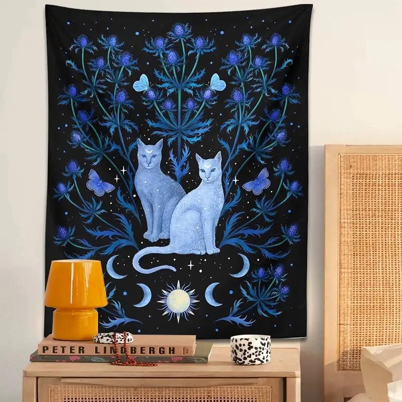 Decorative Cat Pattern Tapestry for Ramadan Decor, 1 Count Modern Hanging Blanket, Mean Girls Decorations, Wall Art Poster for Home Bedroom Living Room, Happy Ramadan Decorations, Bedroom Accessories